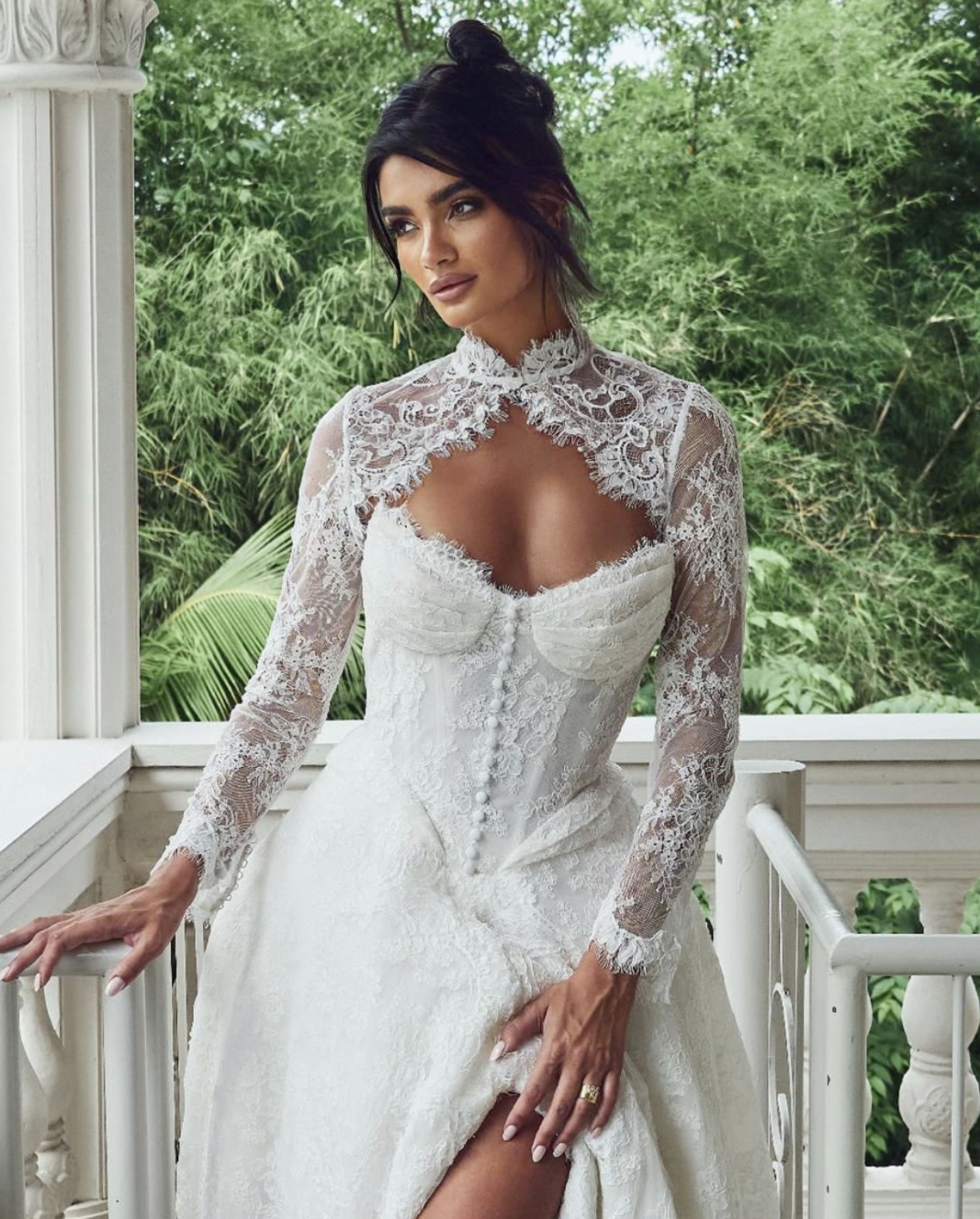 bronwen - lace wedding gown by Champery Couture now at Pearl Bridal - close up detailing of the bodice